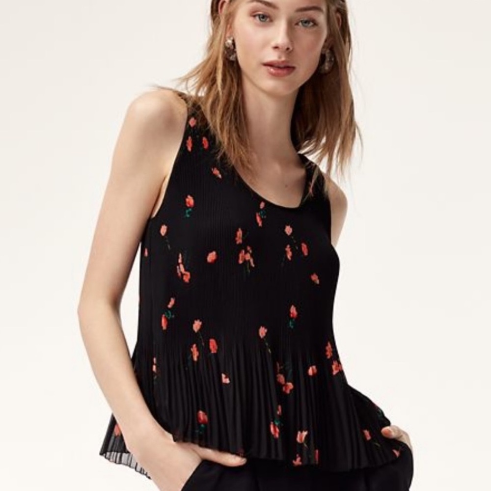 Aritzia Wilfred Mae Floral Pleated Tank Top